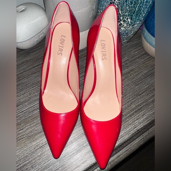 Lovirs Red Pointed-Toe Stiletto Heels - Picture 8 of 8
